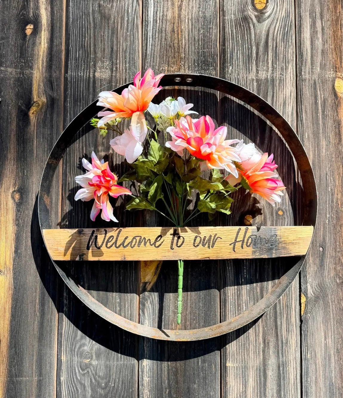 Engraved Barrel Ring Wreath